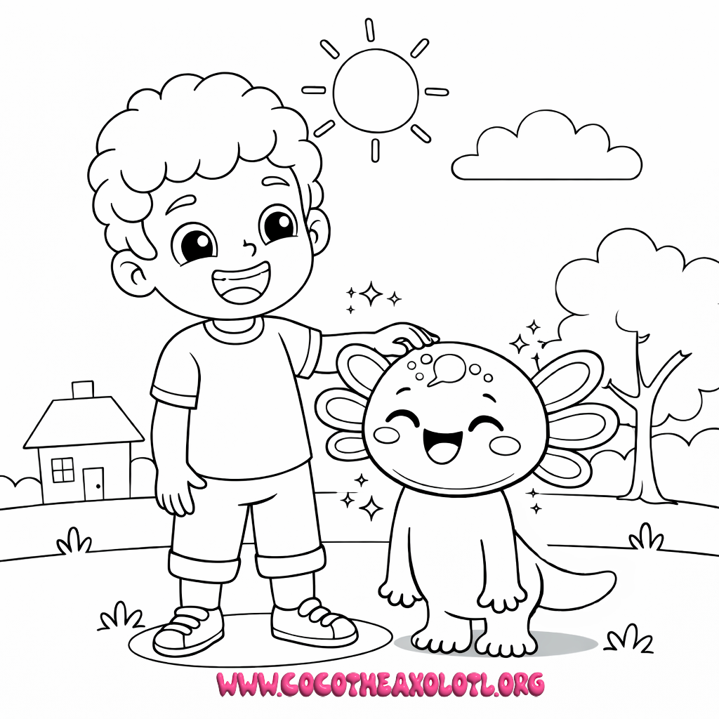 Coco and a boy coloring page