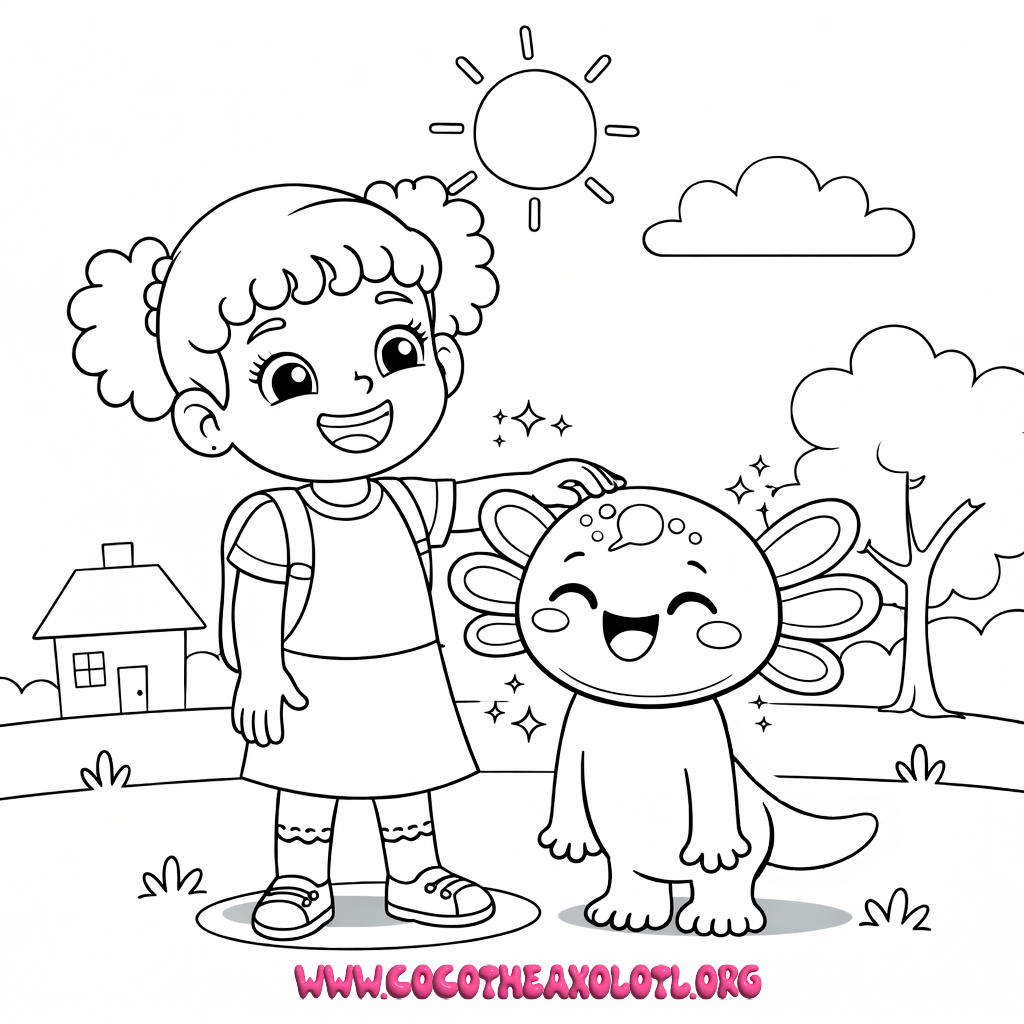 Coco and a girl coloring page