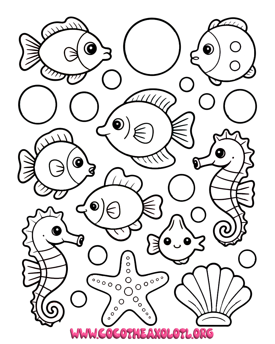 Underwater scene coloring page